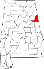 Map of Alabama showing Cleburne County - Click on map for a greater detail.