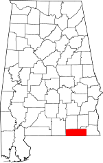 Map of Alabama showing Geneva County - Click on map for a greater detail.