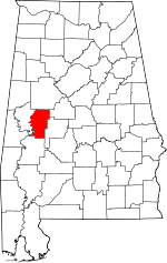 Map of Alabama showing Hale County - Click on map for a greater detail.
