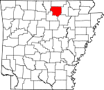 Map of Arkansas showing Izard County - Click on map for a greater detail.