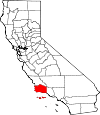 Map of California showing Santa Barbara County - Click on map for a greater detail.
