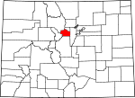 Map of Colorado showing Clear Creek County - Click on map for a greater detail.