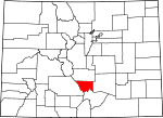 Map of Colorado showing Custer County - Click on map for a greater detail.