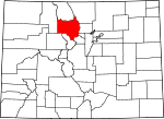 Map of Colorado showing Grand County - Click on map for a greater detail.
