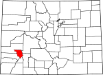 Map of Colorado showing Ouray County - Click on map for a greater detail.