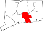 Map of Connecticut showing Middlesex County - Click on map for a greater detail.