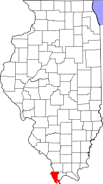 Map of Illinois showing Alexander County - Click on map for a greater detail.