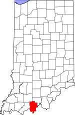 Map of Indiana showing Perry County - Click on map for a greater detail.