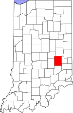 Map of Indiana showing Rush County - Click on map for a greater detail.