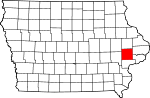 Map of Iowa showing Cedar County - Click on map for a greater detail.