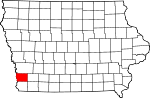 Map of Iowa showing Mills County - Click on map for a greater detail.