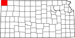 Map of Kansas showing Cheyenne County - Click on map for a greater detail.