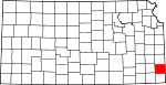 Map of Kansas showing Crawford County - Click on map for a greater detail.