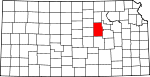 Map of Kansas showing Dickinson County - Click on map for a greater detail.