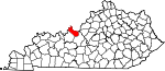 Map of Kentucky showing Meade County - Click on map for a greater detail.