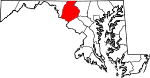 Map of Maryland showing Frederick County - Click on map for a greater detail.