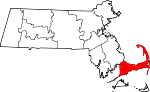 Map of Massachusetts showing Barnstable County - Click on map for a greater detail.
