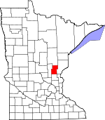 Map of Minnesota showing Kanabec County - Click on map for a greater detail.
