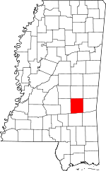 Map of Mississippi showing Jasper County - Click on map for a greater detail.