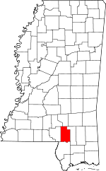Map of Mississippi showing Lamar County - Click on map for a greater detail.