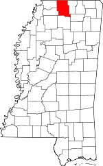 Map of Mississippi showing Marshall County - Click on map for a greater detail.