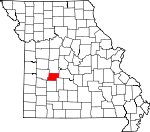 Map of Missouri showing Hickory County - Click on map for a greater detail.