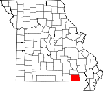 Map of Missouri showing Ripley County - Click on map for a greater detail.