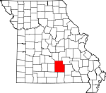 Map of Missouri showing Texas County - Click on map for a greater detail.