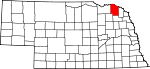 Map of Nebraska showing Cedar County - Click on map for a greater detail.