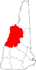 Map of New Hampshire showing Grafton County - Click on map for a greater detail.