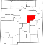 Map of New Mexico showing Guadalupe County - Click on map for a greater detail.