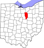 Map of Ohio showing Ashland County - Click on map for a greater detail.