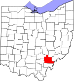 Map of Ohio showing Athens County - Click on map for a greater detail.