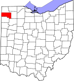 Map of Ohio showing Defiance County - Click on map for a greater detail.