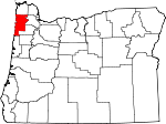 Map of Oregon showing Tillamook County - Click on map for a greater detail.
