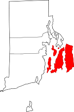 Map of Rhode Island showing Newport County - Click on map for a greater detail.
