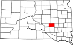 Map of South Dakota showing Jerauld County - Click on map for a greater detail.
