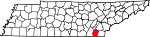 Map of Tennessee showing Bradley County - Click on map for a greater detail.