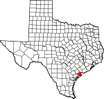 Map of Texas showing Calhoun County - Click on map for a greater detail.