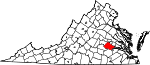 Map of Virginia showing Chesterfield County - Click on map for a greater detail.