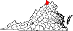 Map of Virginia showing Frederick County - Click on map for a greater detail.