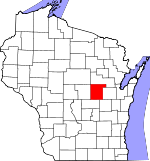 Map of Wisconsin showing Waupaca County - Click on map for a greater detail.
