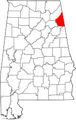 Map of Alabama showing Cherokee County - Click on map for a greater detail.