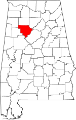 Map of Alabama showing Walker County - Click on map for a greater detail.