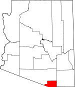 Map of Arizona showing Santa Cruz County - Click on map for a greater detail.