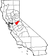Map of California showing Calaveras County - Click on map for a greater detail.