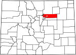 Map of Colorado showing Adams County - Click on map for a greater detail.