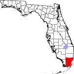 Map of Florida showing Miami-Dade County - Click on map for a greater detail.