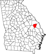 Map of Georgia showing Jenkins County - Click on map for a greater detail.