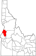 Map of Idaho showing Adams County - Click on map for a greater detail.